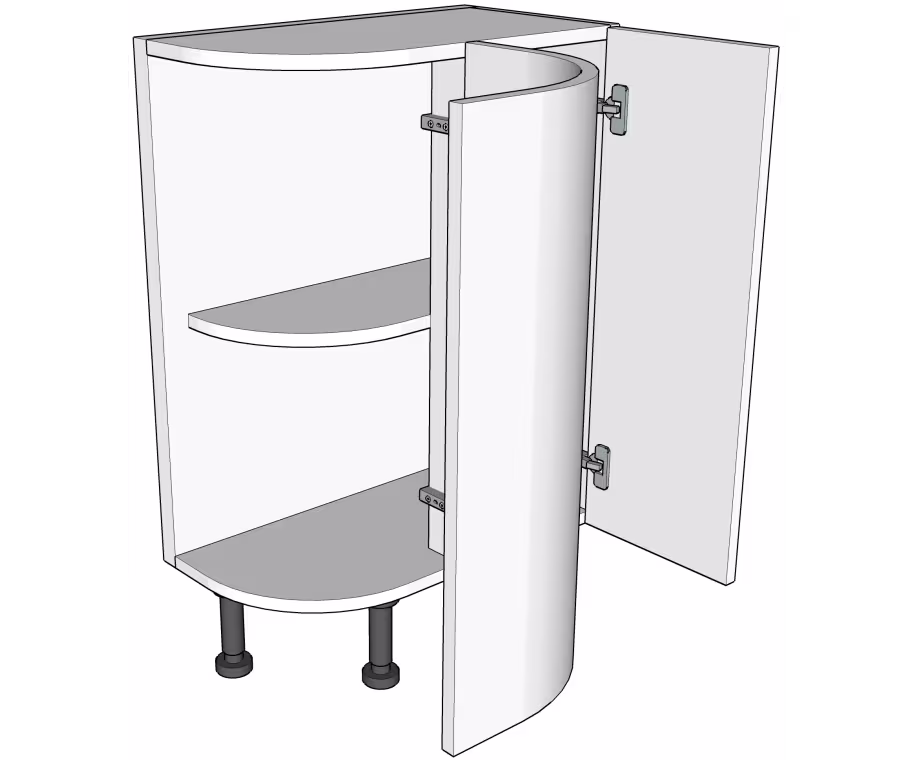 560mm deep curved base unit with doors/drawer fronts