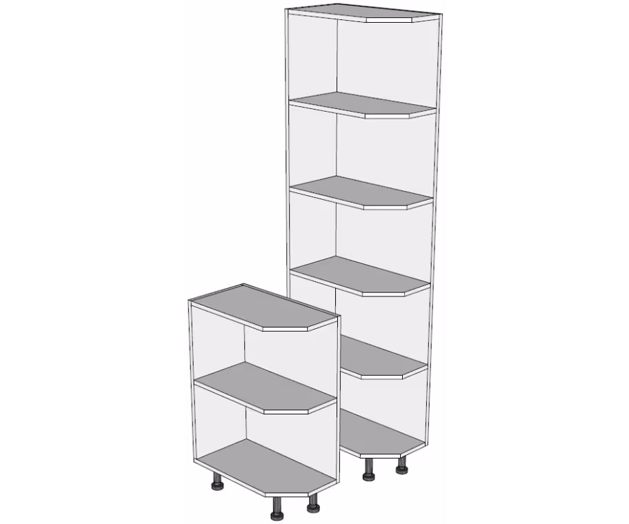 Open end base end quad kitchen units
