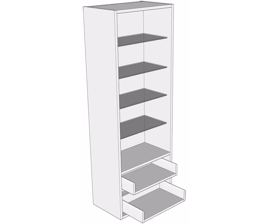 Tall glazed dresser unit with 2 drawers, 1390mm high