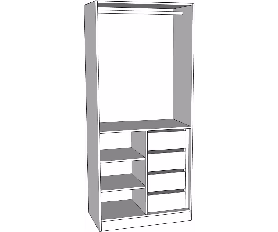 Double wardrobe bedroom units with 4 internal drawers, shelves and top hanging