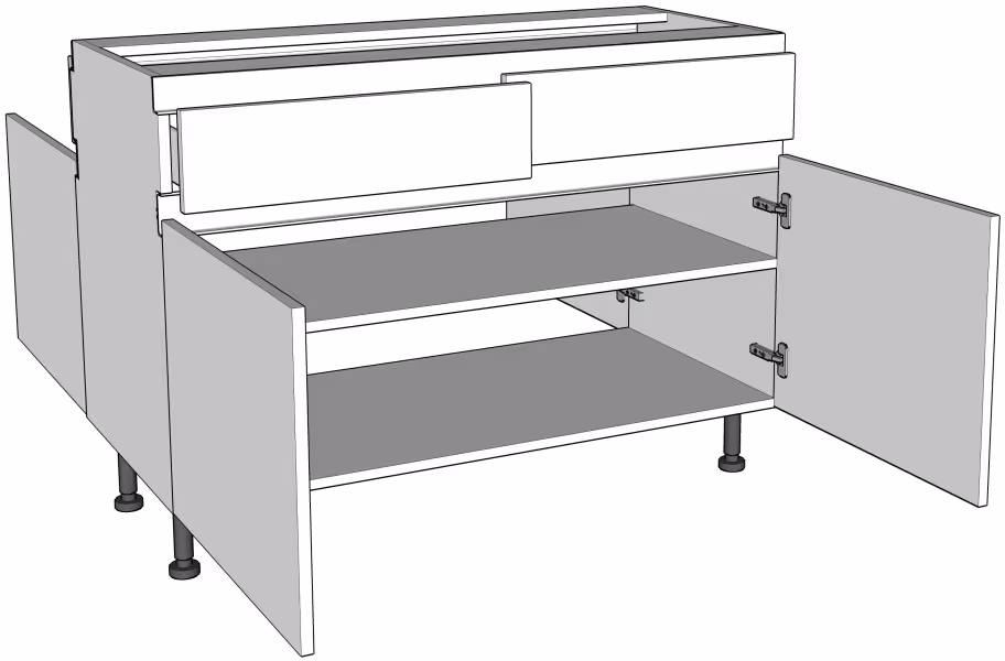 Drawerline peninsula double base unit True Handleless version