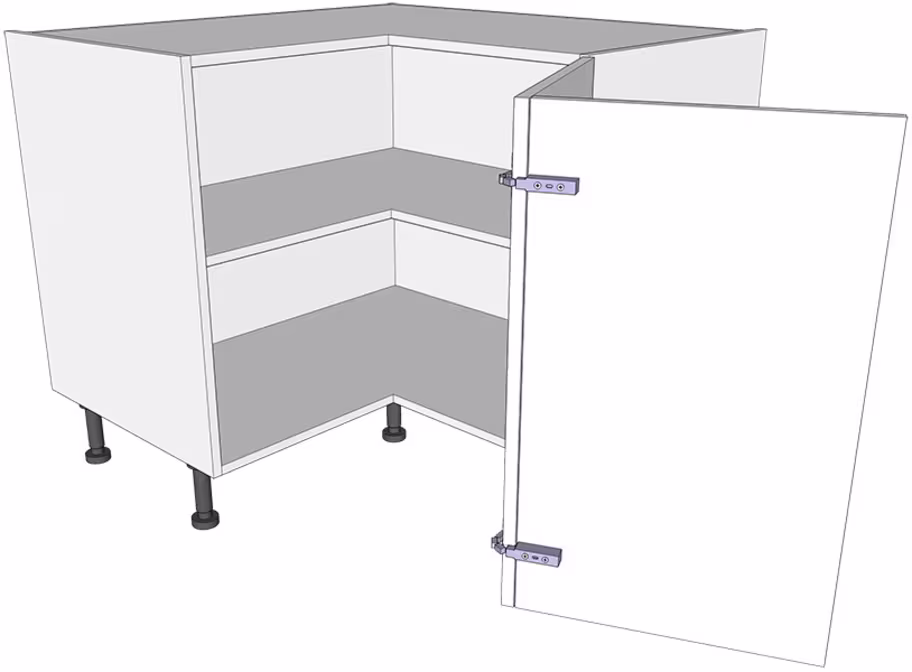 'L' shape corner base unit carcass - bi-fold with doors/drawer fronts