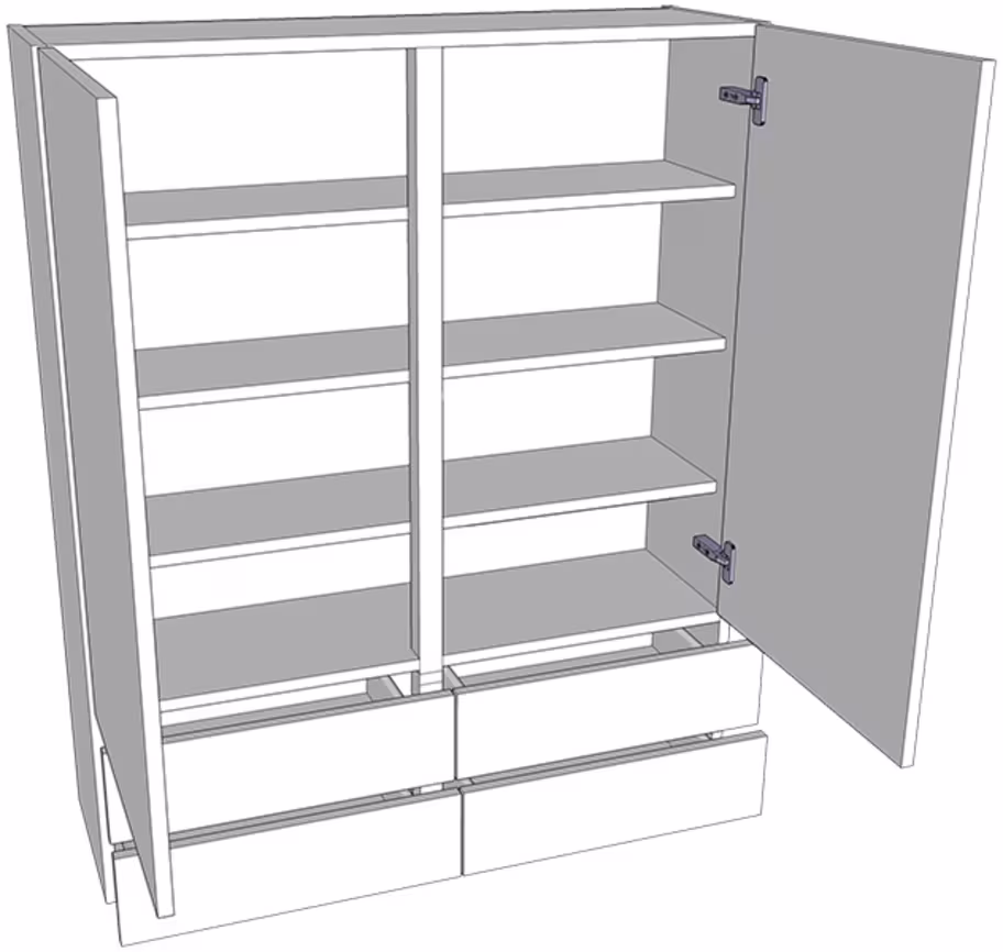 Solid door dresser carcass with working drawer with doors/drawer fronts