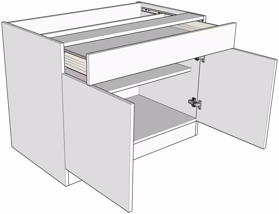 double drawerline unit with full width single  drawer with doors/drawer fronts