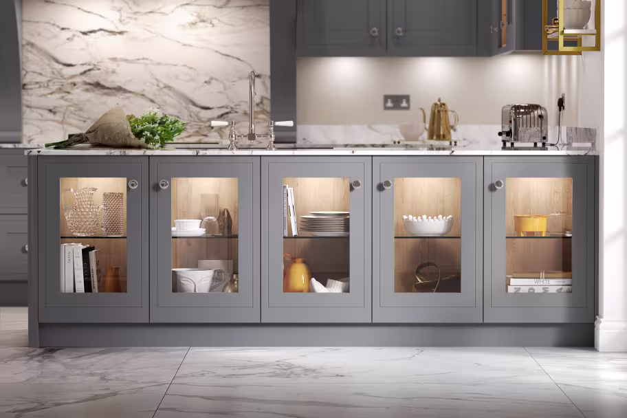 Ellesmere Primed replacement kitchen cupboard doors and drawer fronts for for customisation 