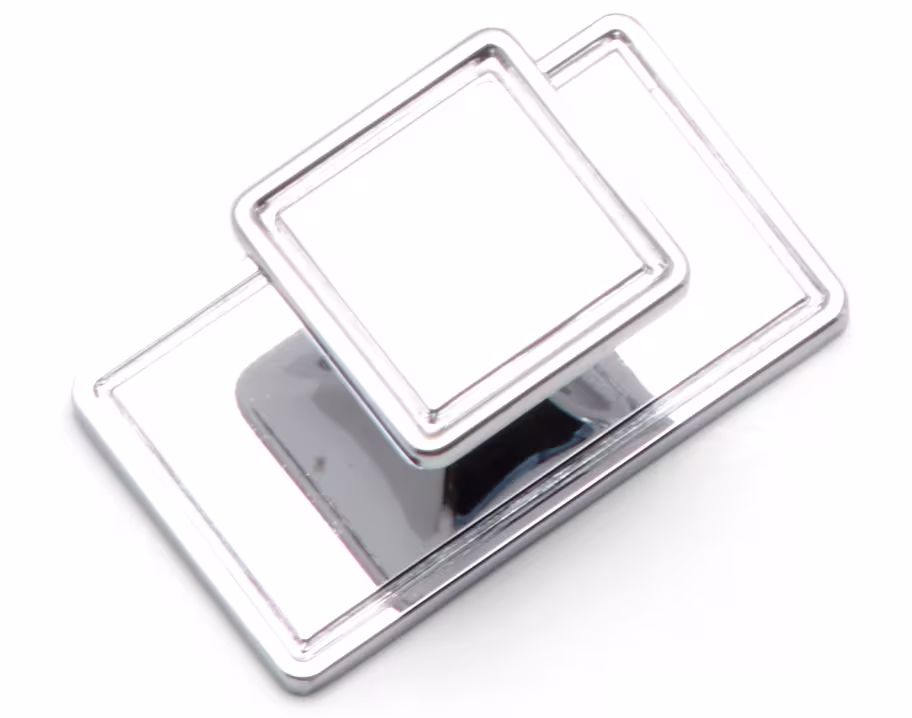 WINDSOR Square Knob & Back Plate - Chrome