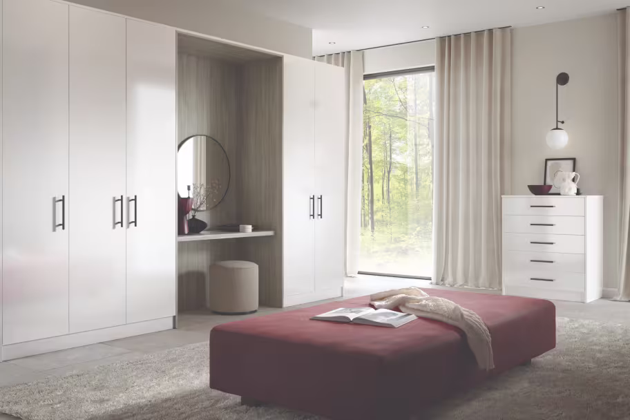 Venice modern high gloss white bedroom fitted wardrobe