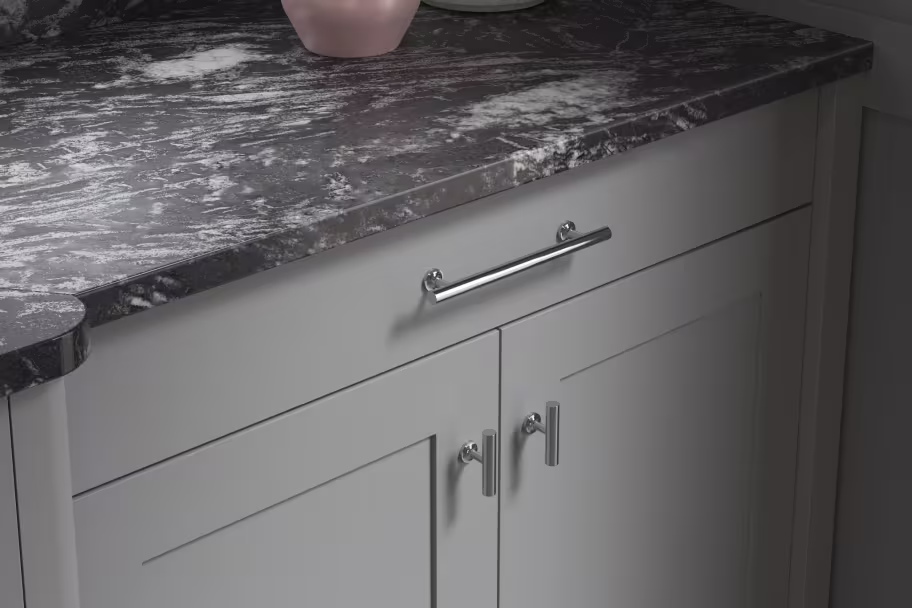 Hunton Dust Grey and Dove Grey kitchen cabinets and drawer fronts