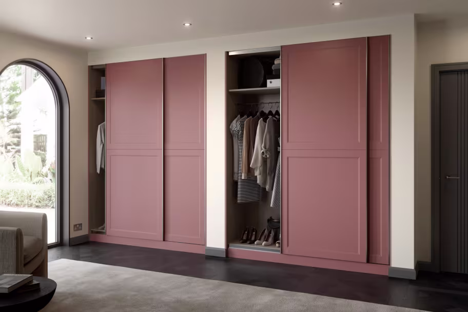 aldridge sliding bedroom doors in supermatt rusty red