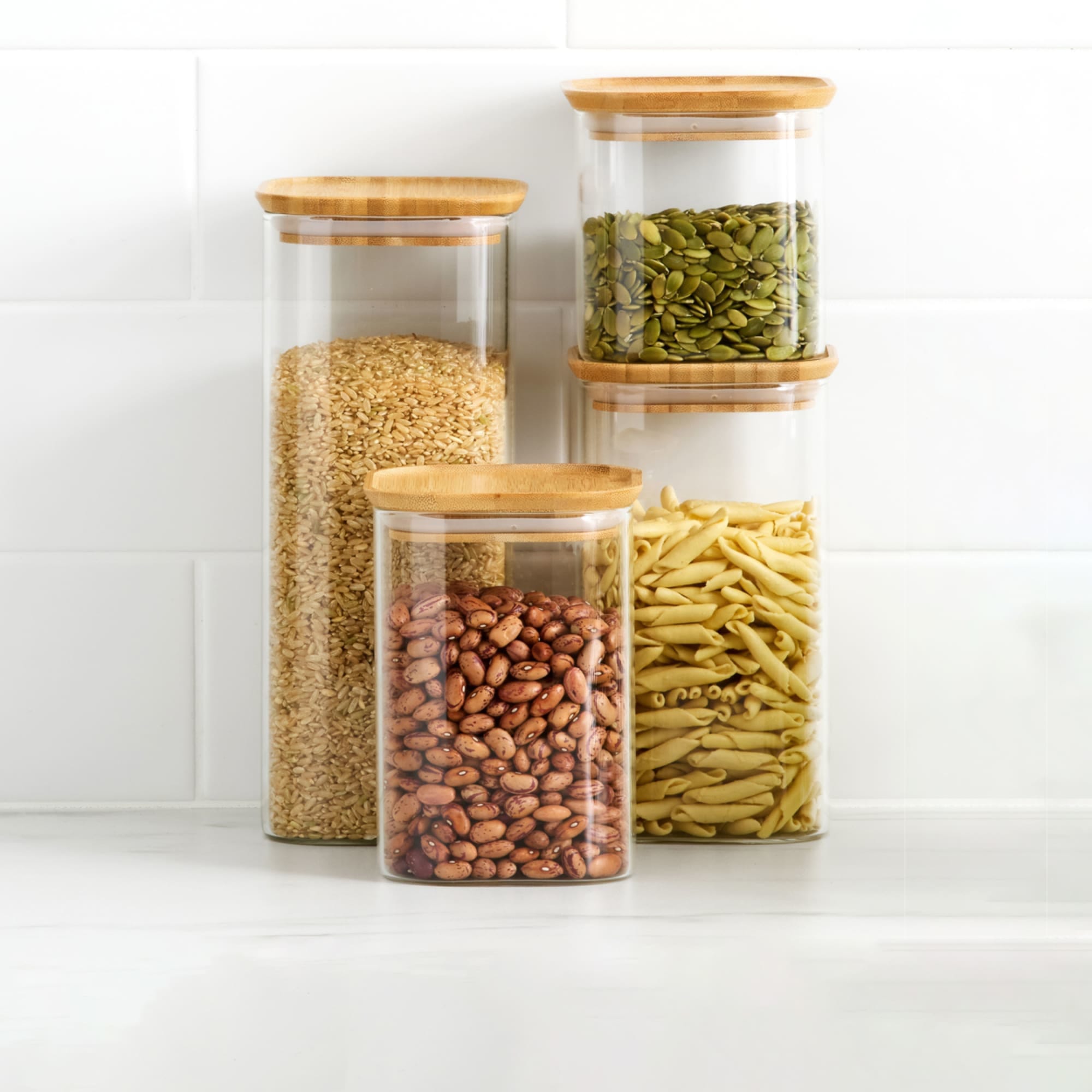 Set of 3 Square Glass Food Containers 1.1 L with Airtight Lid for Microwaves