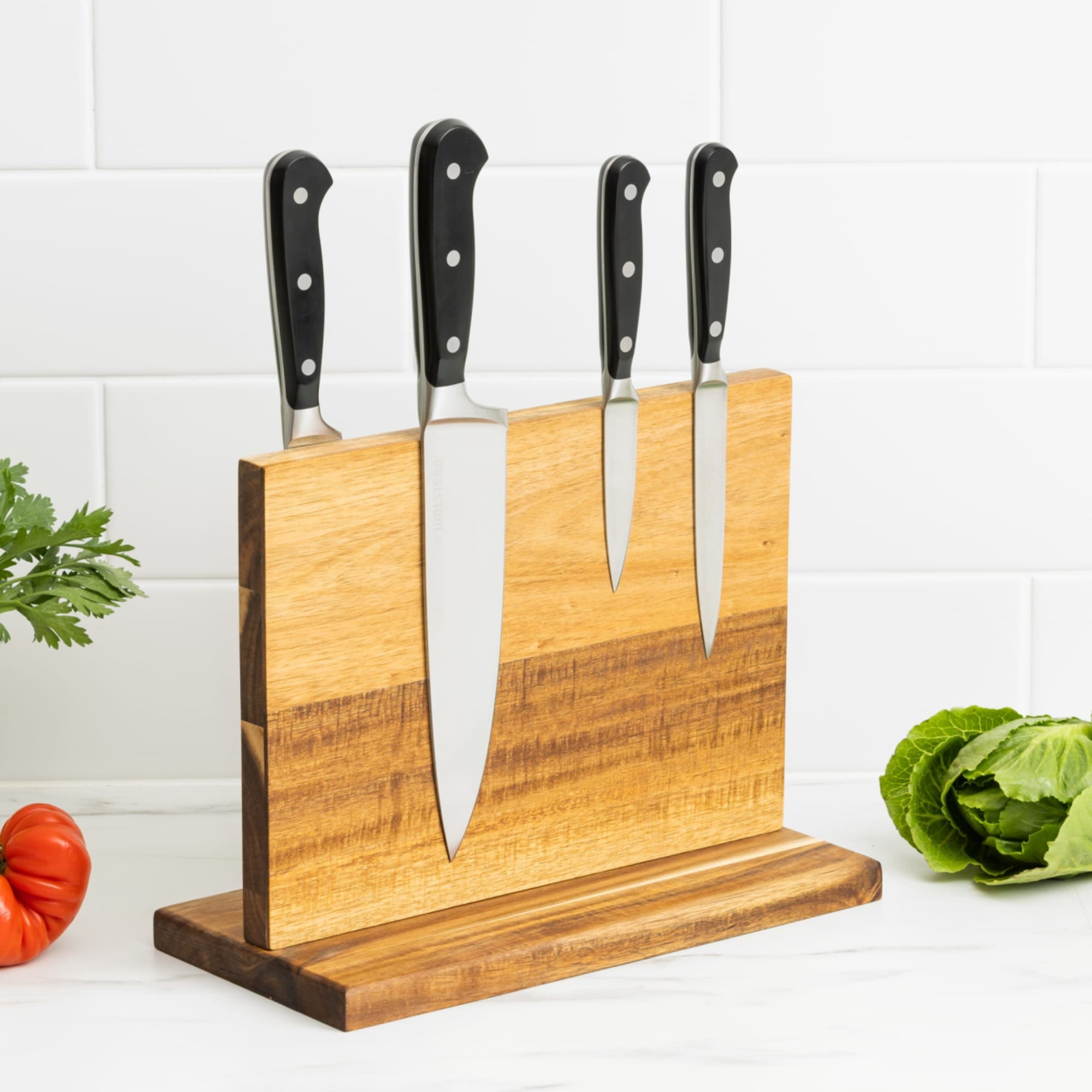 Black Double-Sided Magnetic Bamboo Safety Covers Knife Holder, Decor Home