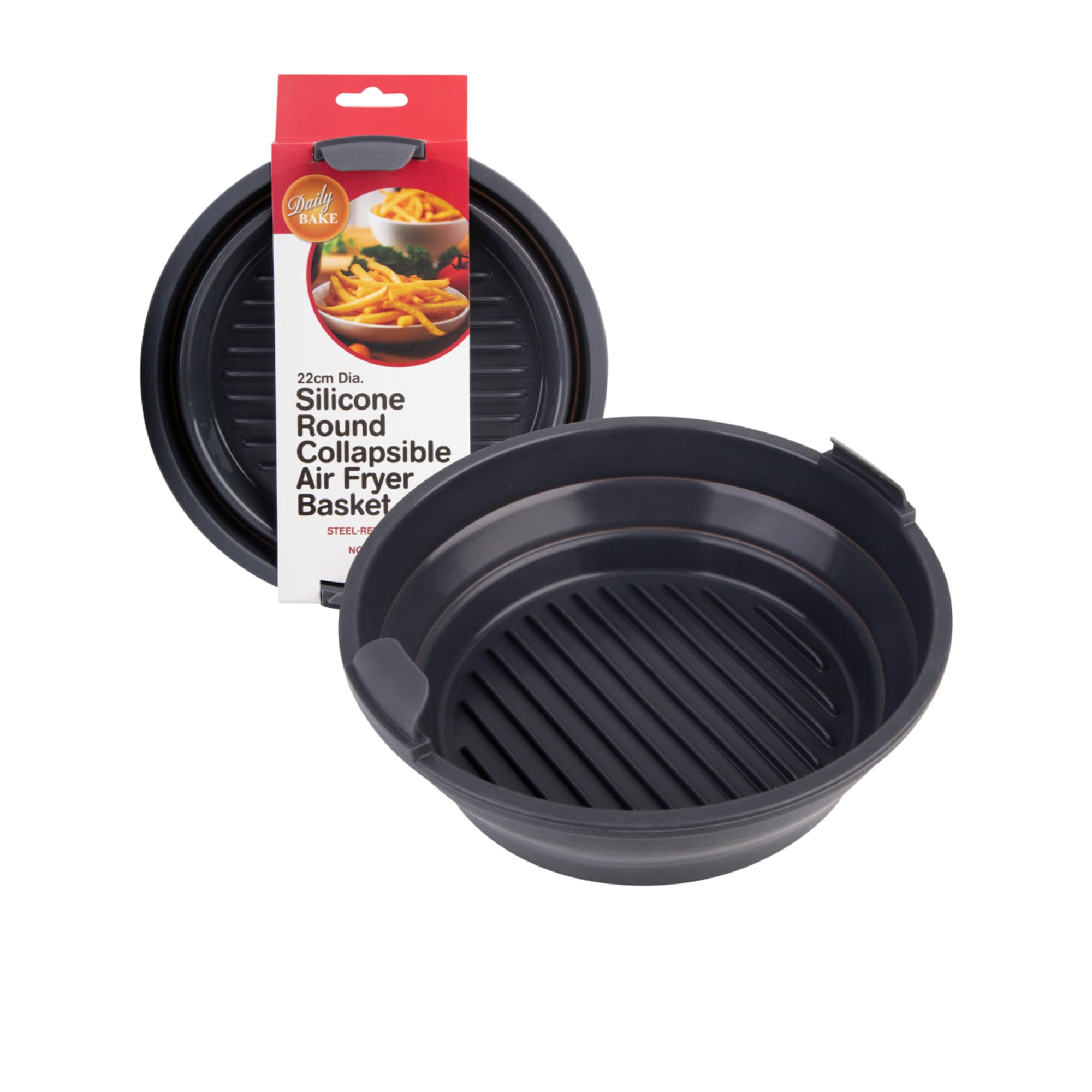 1-3 Pack Reusable Silicone Air Fryer Basket Non-Stick Round Pot Oven Baking  Tray