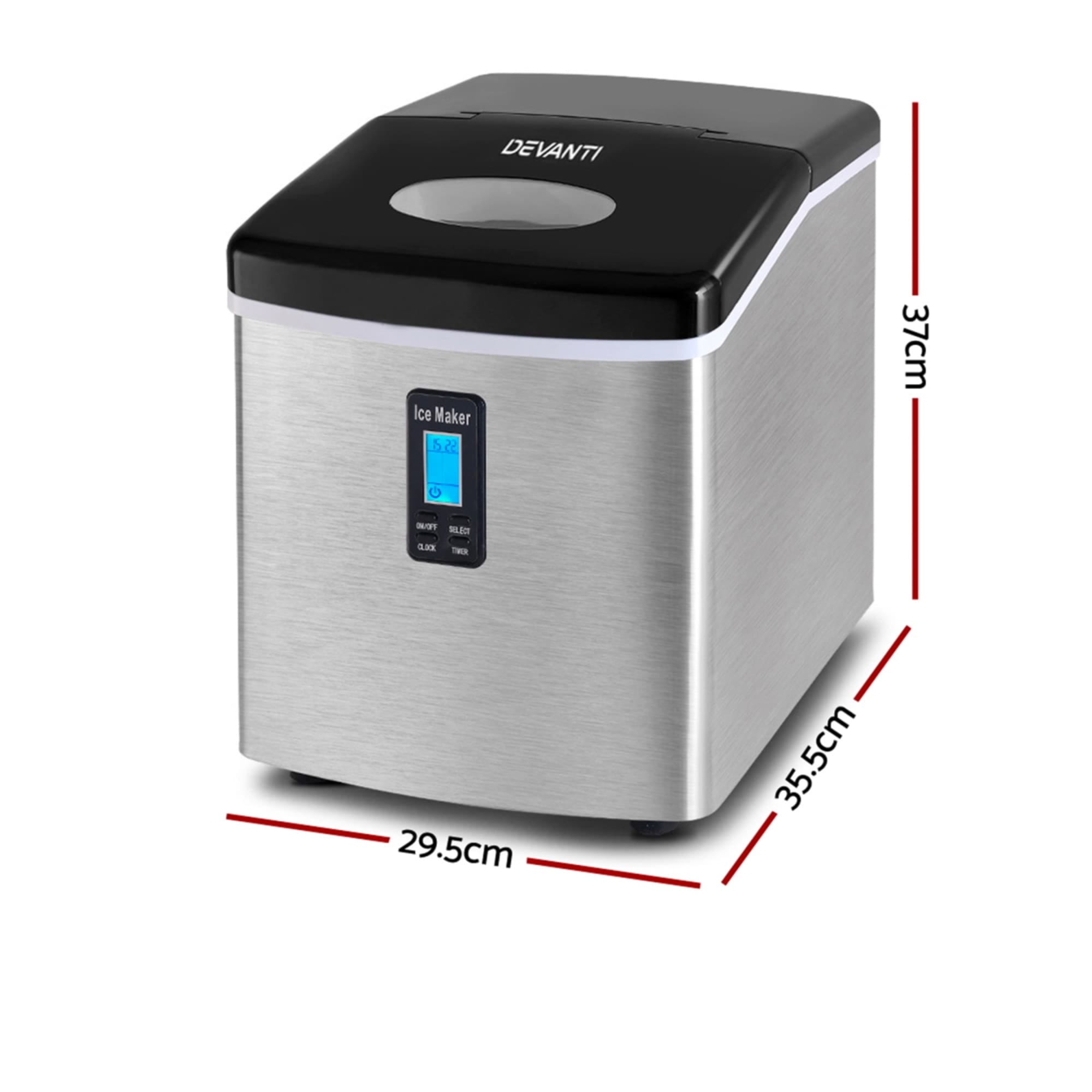 Devanti 3.2L Ice Maker Portable Ice Cube Machine - Silver