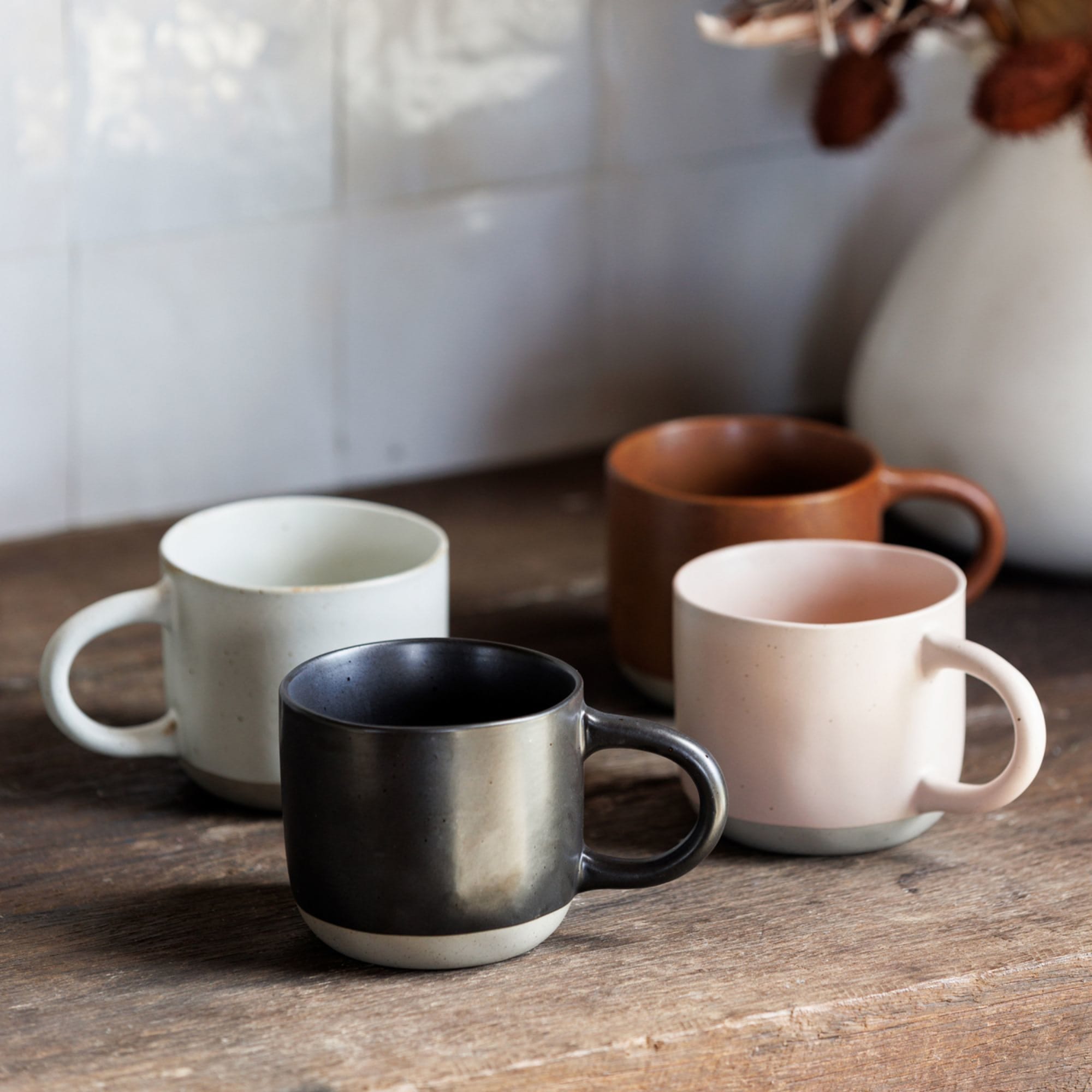 Gooditour Ceramic Coffee Mug Set - 16 Oz Large Coffee Mugs - Embossed  Stoneware Cups with Handle for Latte Tea Cappuccino Cocoa - Microwave  Dishwasher