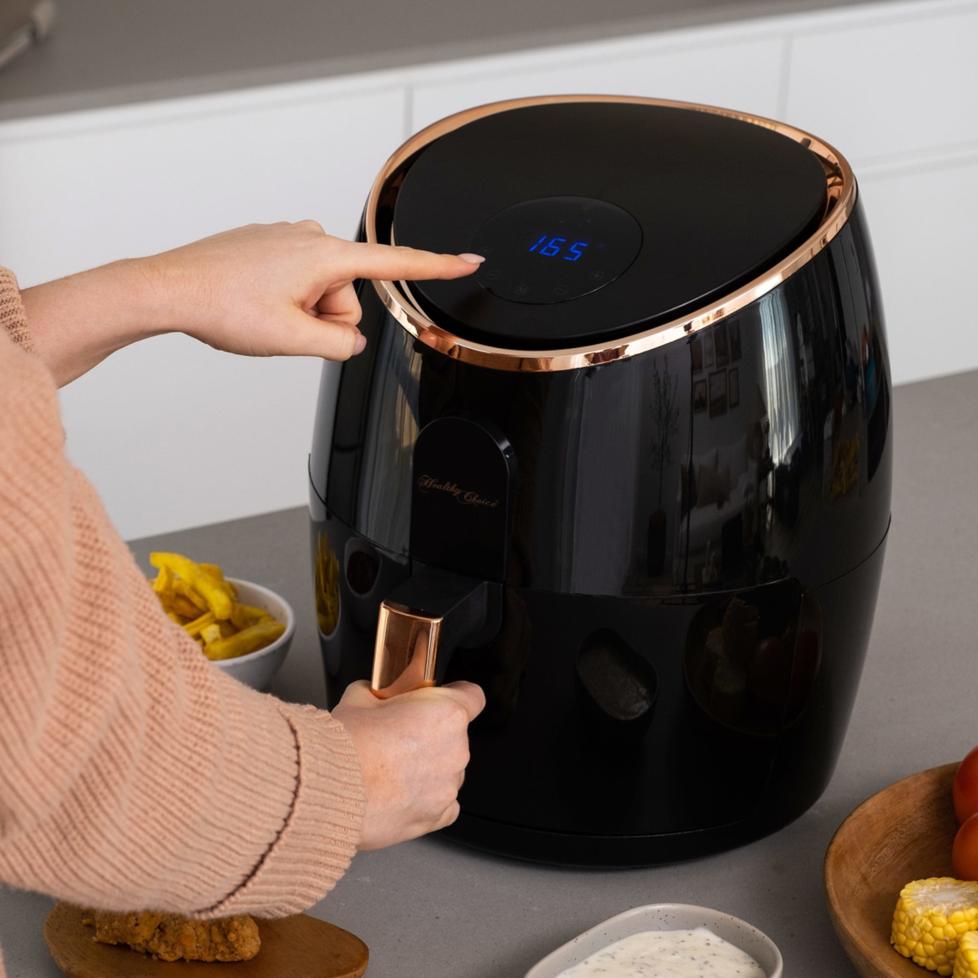 Healthy Choice 7L 1700W Digital Air Fryer - Black & Rose Gold