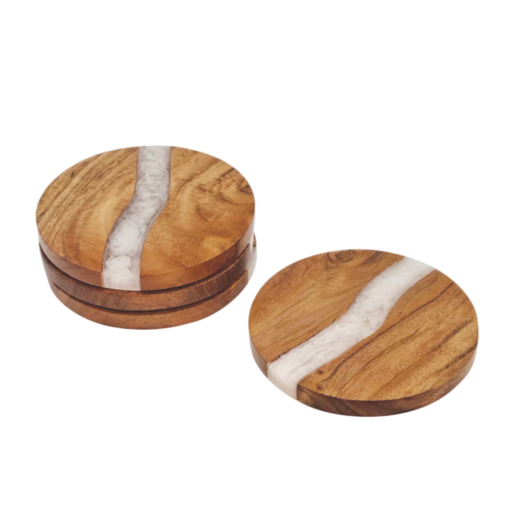 Round Wooden Coasters Set of 4 Wood Coasters Set Kitchen 