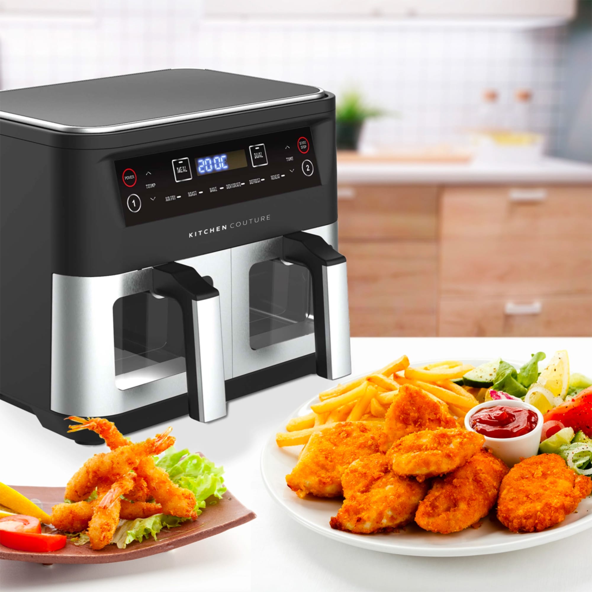 Kitchen Couture Dual View Digital Air Fryer 10L Silver