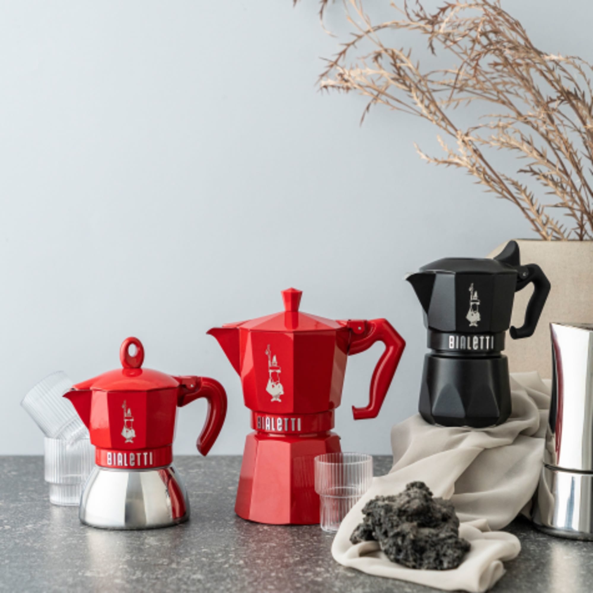 Moka Induction Coffee Maker 6 Red Cups BIALETTI