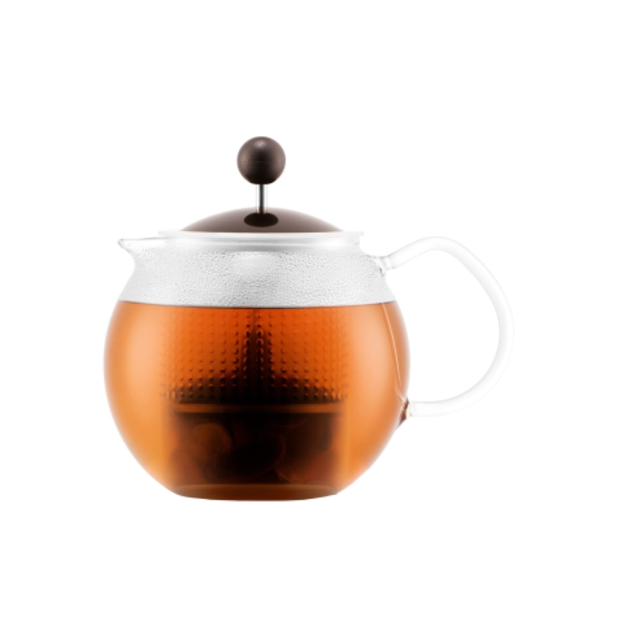 Bodum Assam Tea Press with Glass Handle and Plastic Lid 500ml Dark Roast