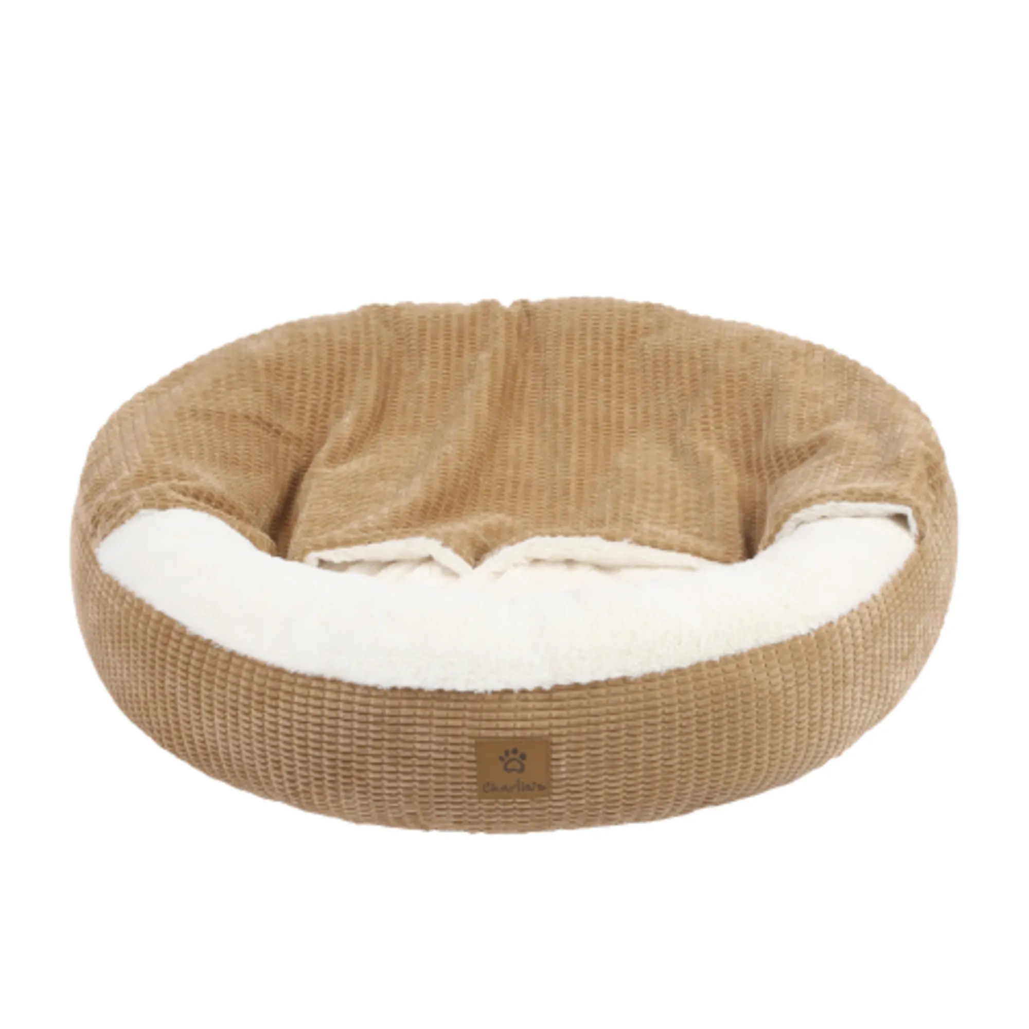 Charlie's Snookie Hooded Calming Dog Bed Large Iced Coffee Brown Image 1