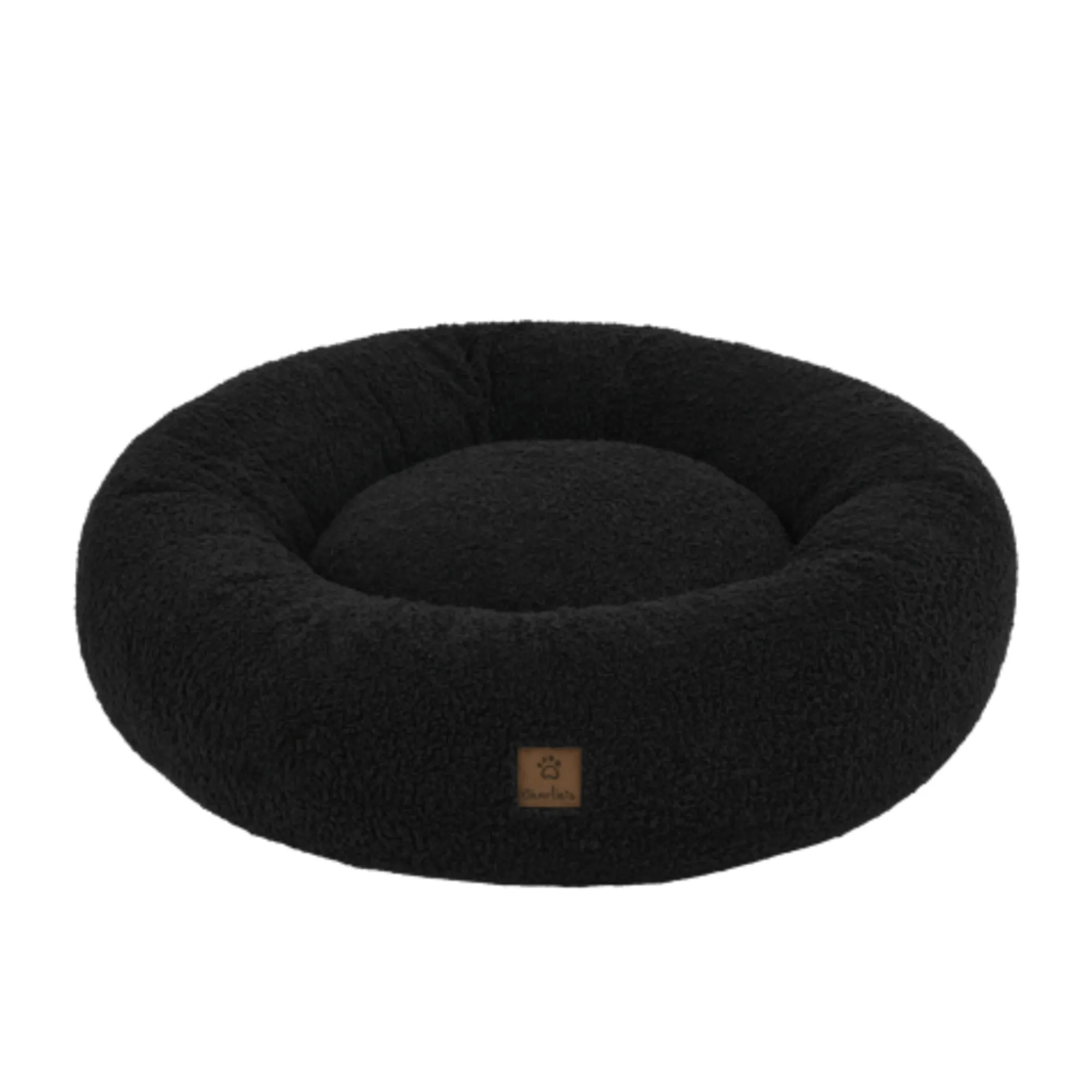 Charlie's Teddy Fleece Round Calming Dog Bed Large Charcoal Image 1