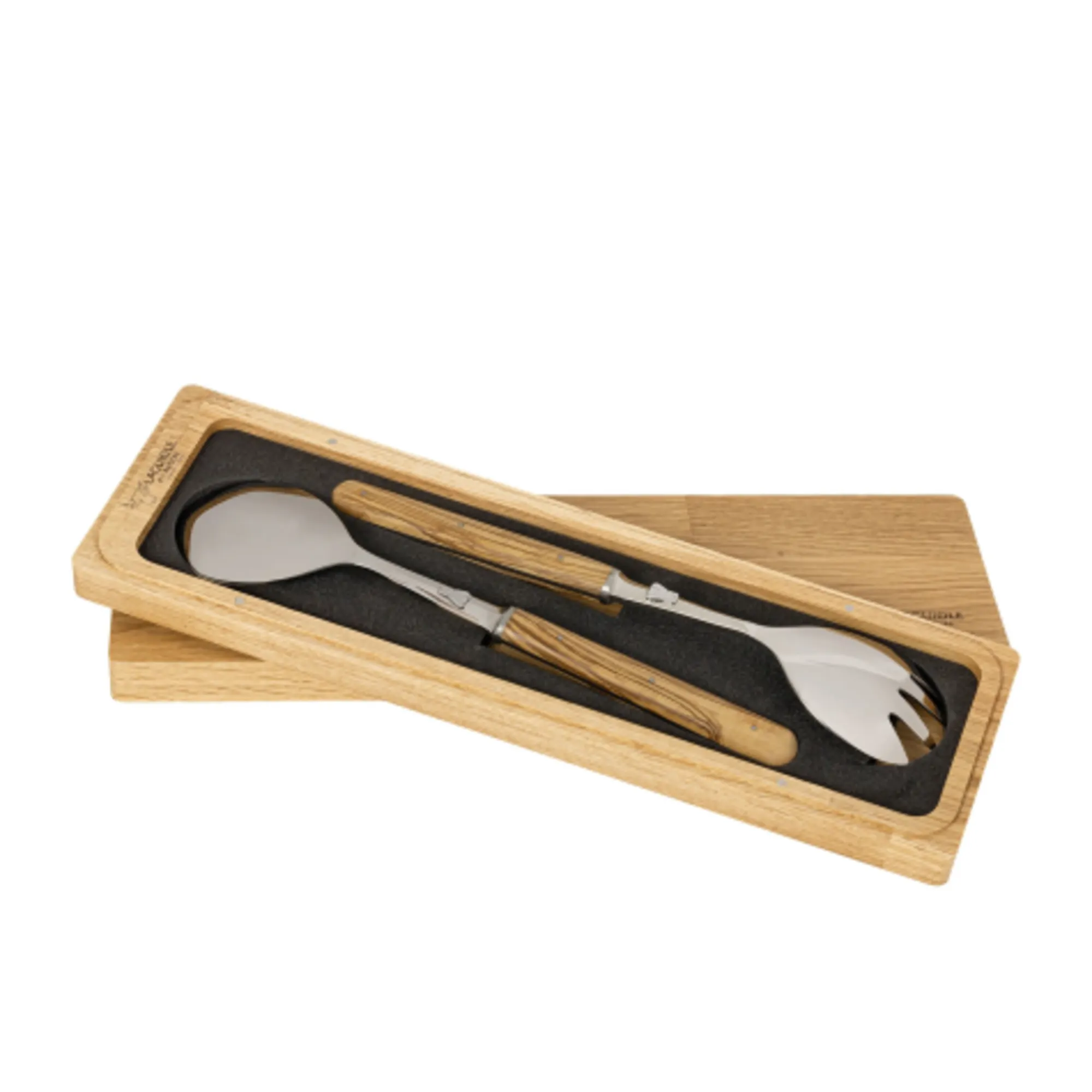 Laguiole en Aubrac Salad Server Set 2pc Olive Wood Image 1