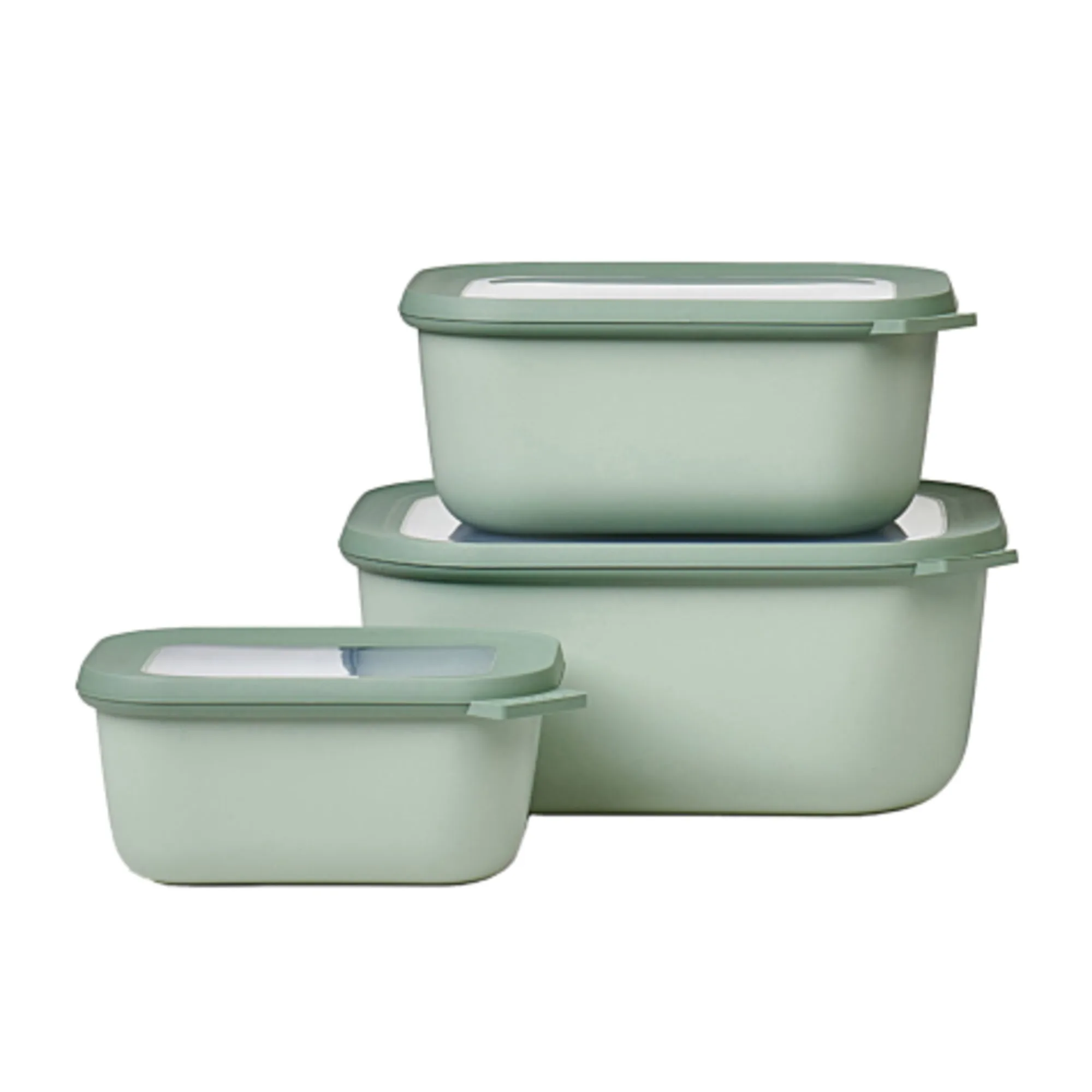 Mepal Cirqula Rectangular Multi Storage Bowl High Set 3pc Nordic Sage Image 1