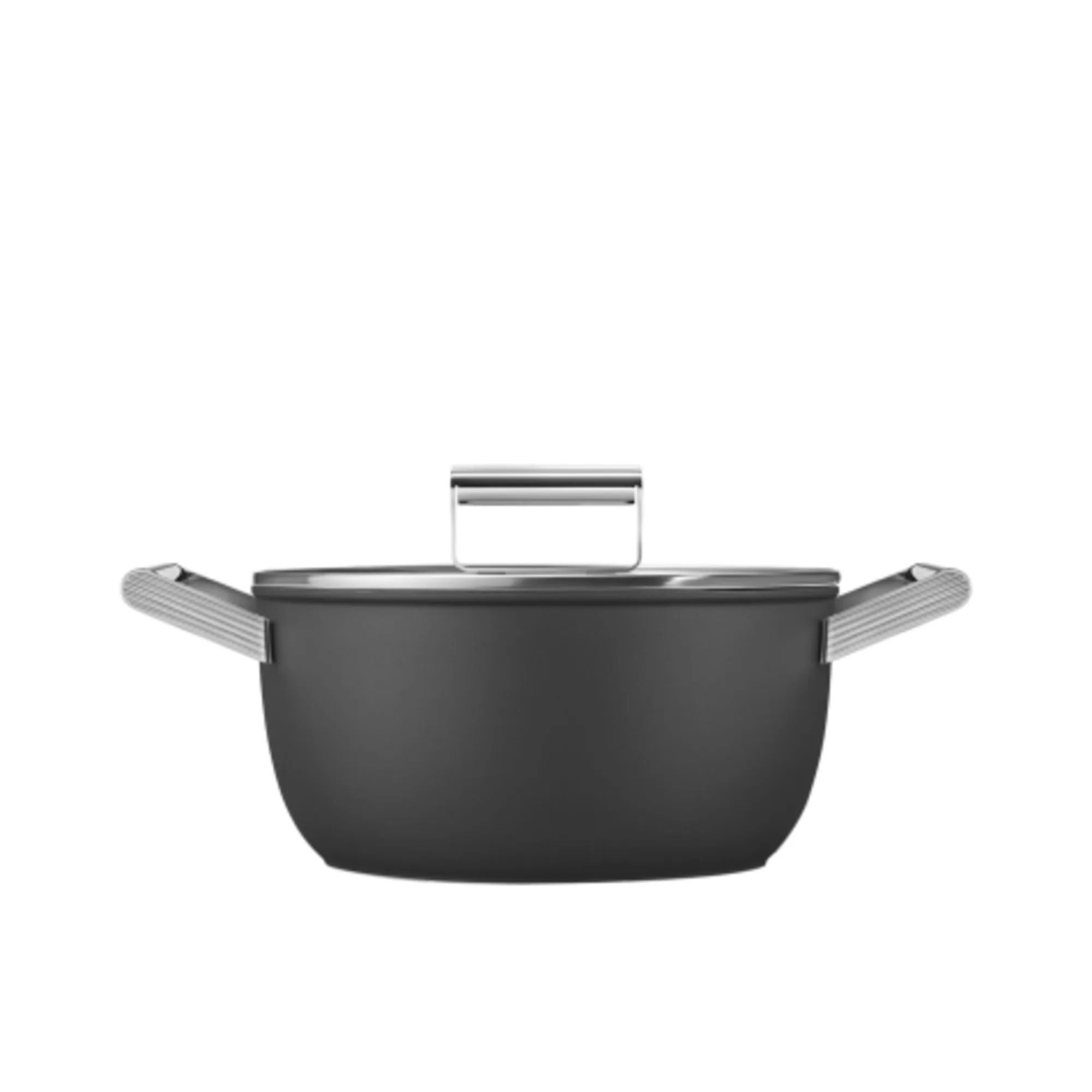 Smeg Non Stick Casserole with Lid 24cm - 4.6L Black Image 1