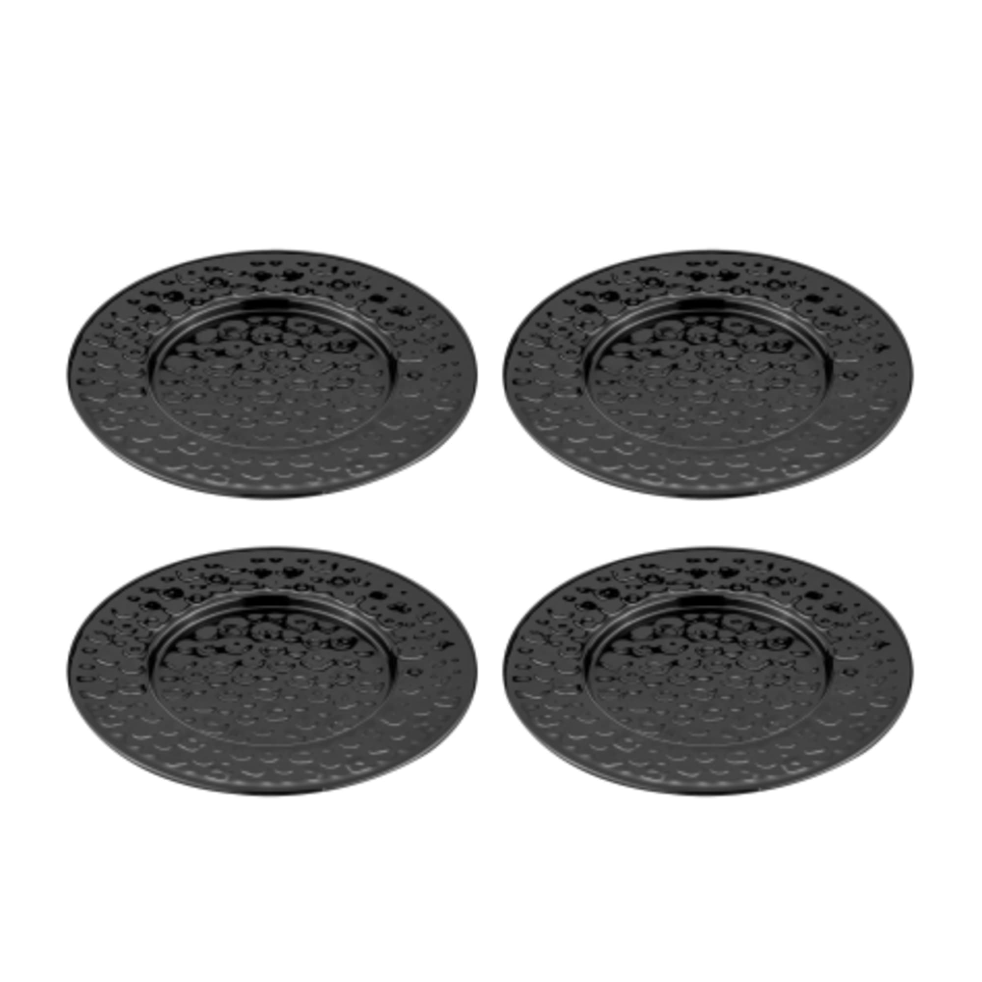 Tempa Spencer Hammered Round Coaster Set of 4 Black