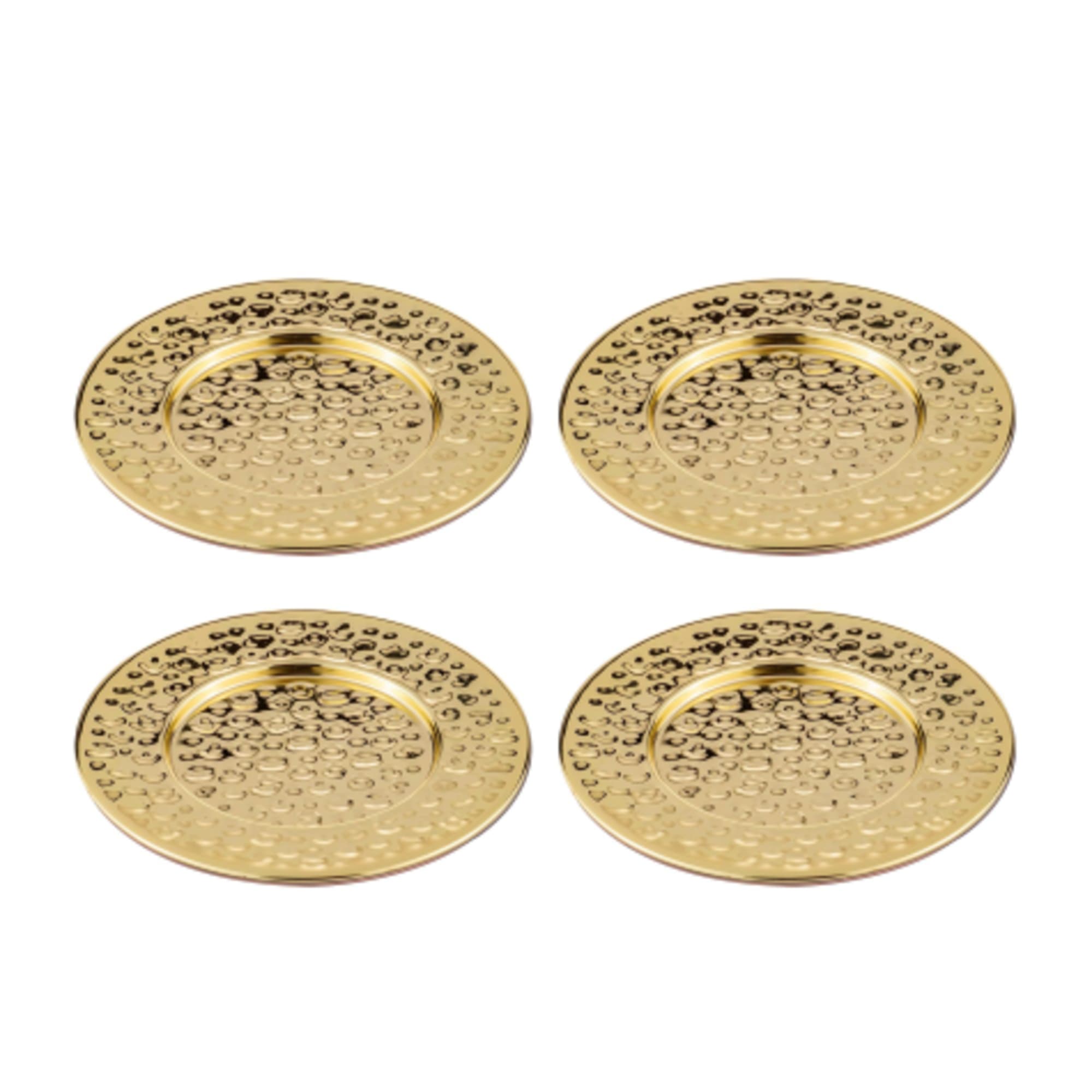 Tempa Spencer Hammered Round Coaster Set of 4 Gold