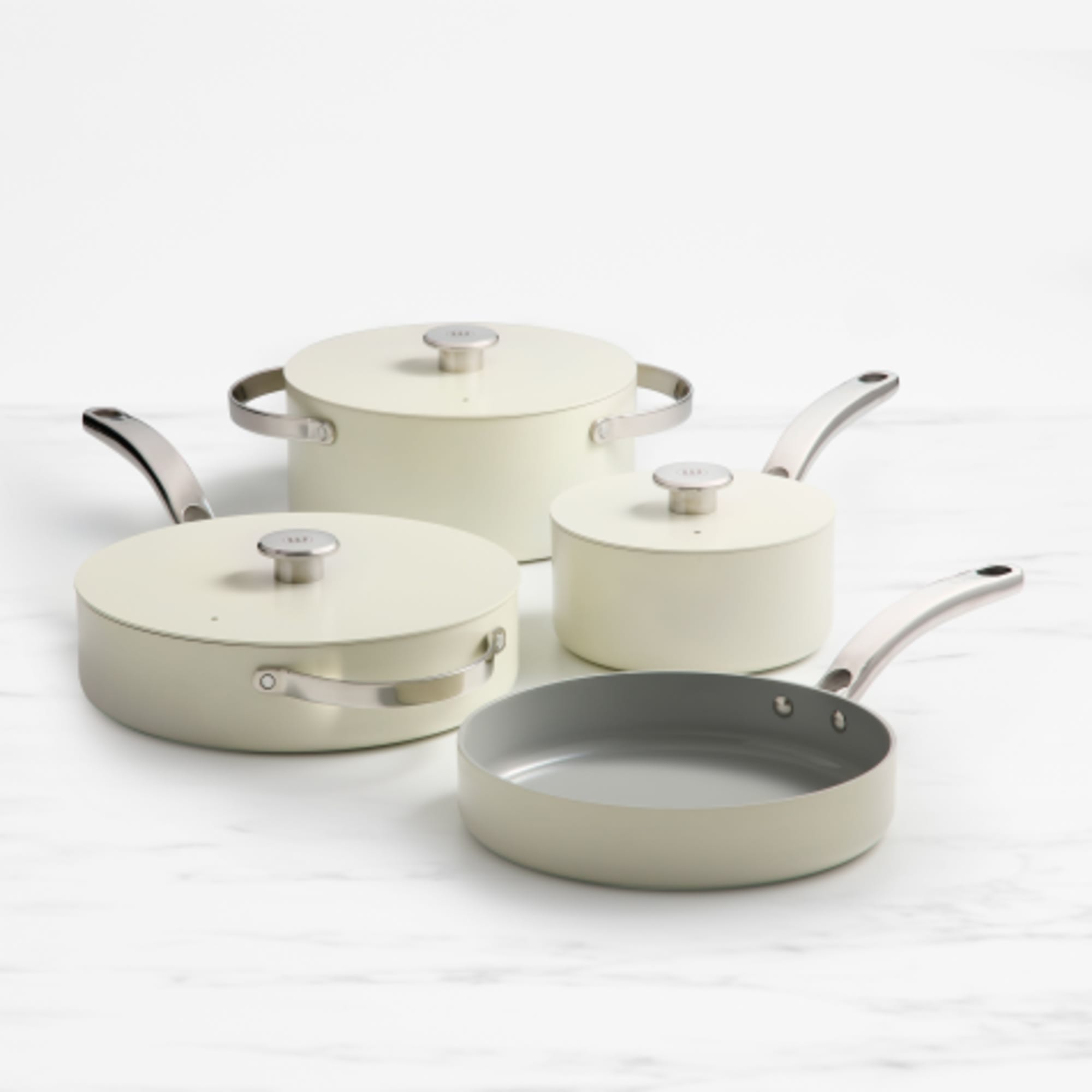 Caraway Home 2pc Nonstick Ceramic Mini Fry Pan and Mini Sauce Pan Set  Off-White