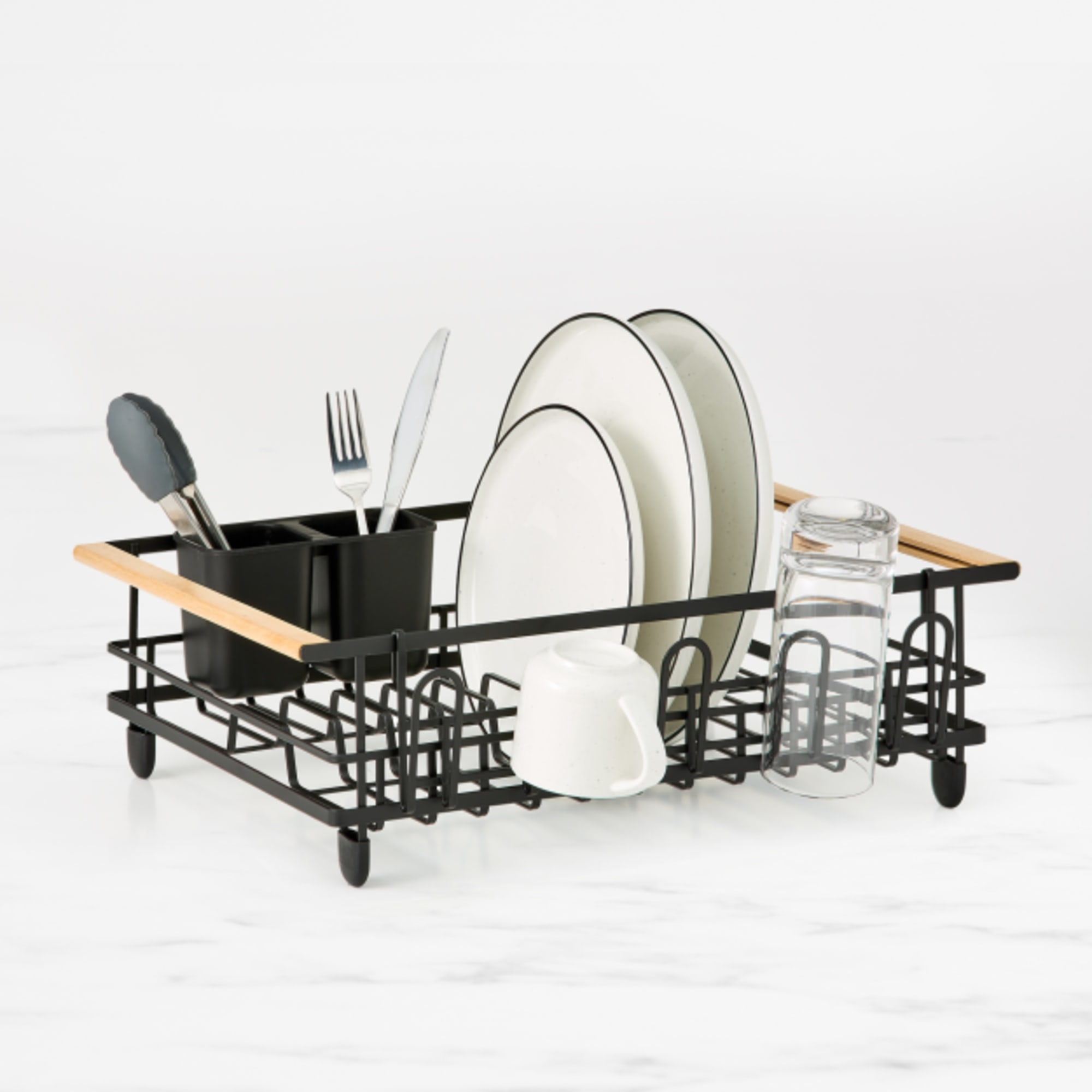 Never Rust Aluminum Dish Rack and Drain Board with Utensil Holder,  Tomorotec 2-tier Kitchen Plate Cup Dish Drying Rack Tray