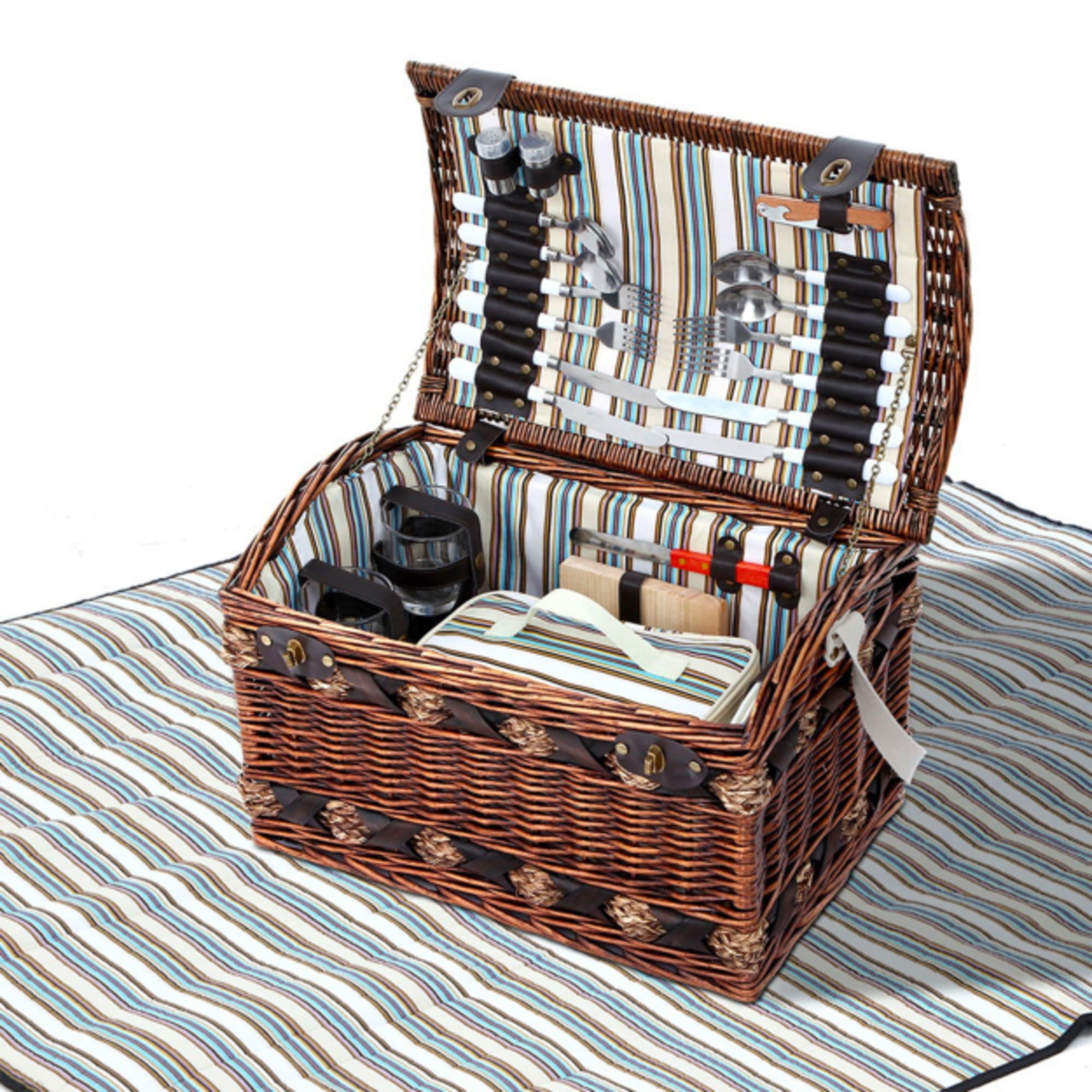 Hampton 4 Person Picnic Basket Navy & White