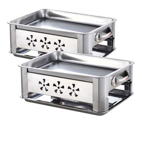 Soga Rectangular Stainless Steel Outdoor Fish Chafing Dish 45cm Set of 2 Image 1