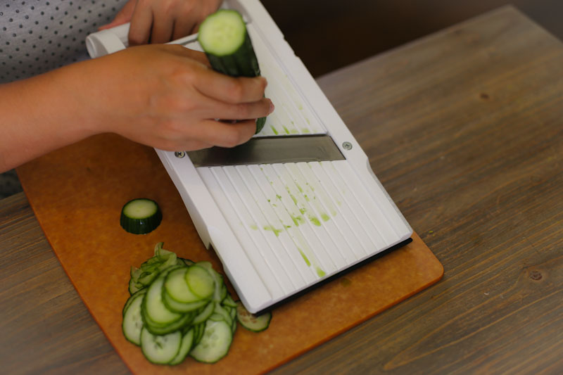 Tip 1 Make garnish Cucumber on Benriner Mandoline