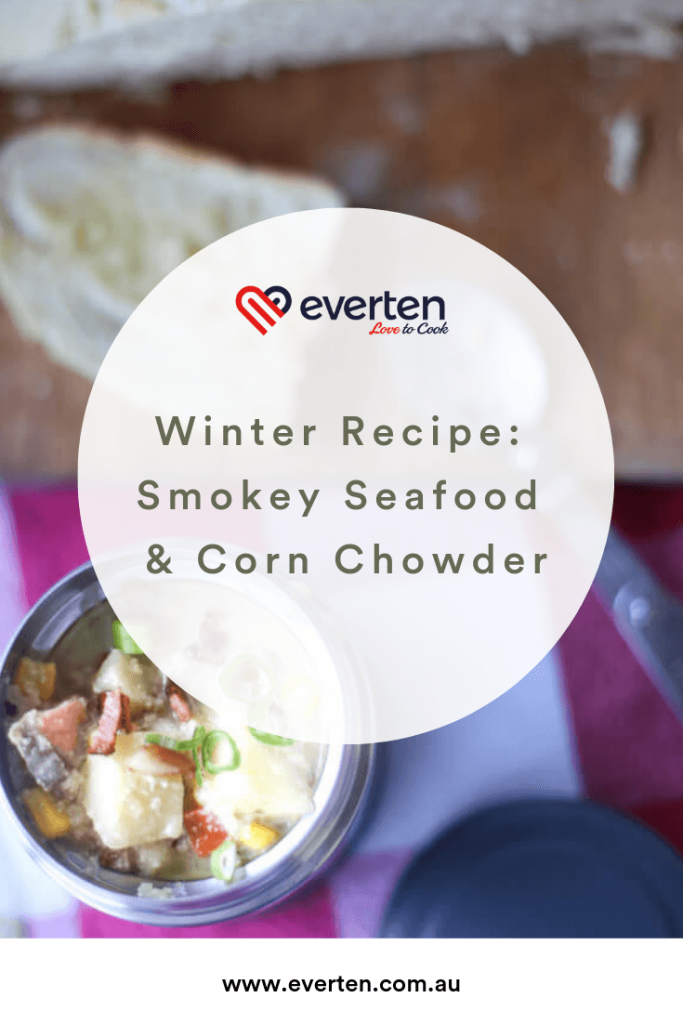 Winter Recipe Smokey Seafood & Corn Chowder pinterest