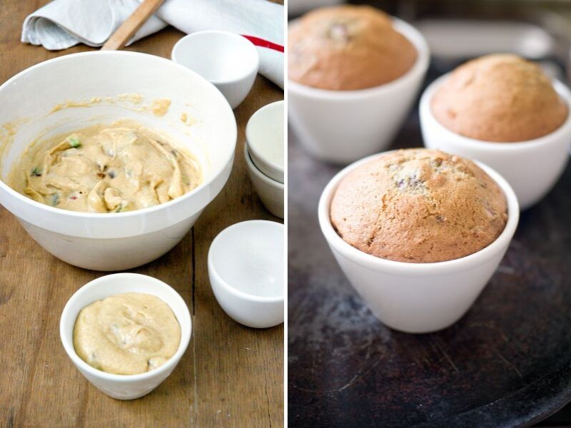 Little Rhubarb and Ginger Pudding in a Ramekin