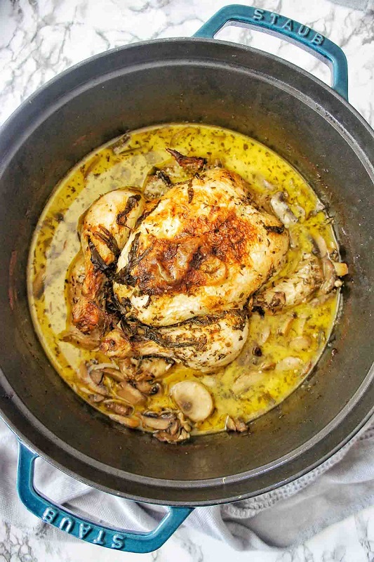 Chicken Tarragon in Staub Cocotte La Mer