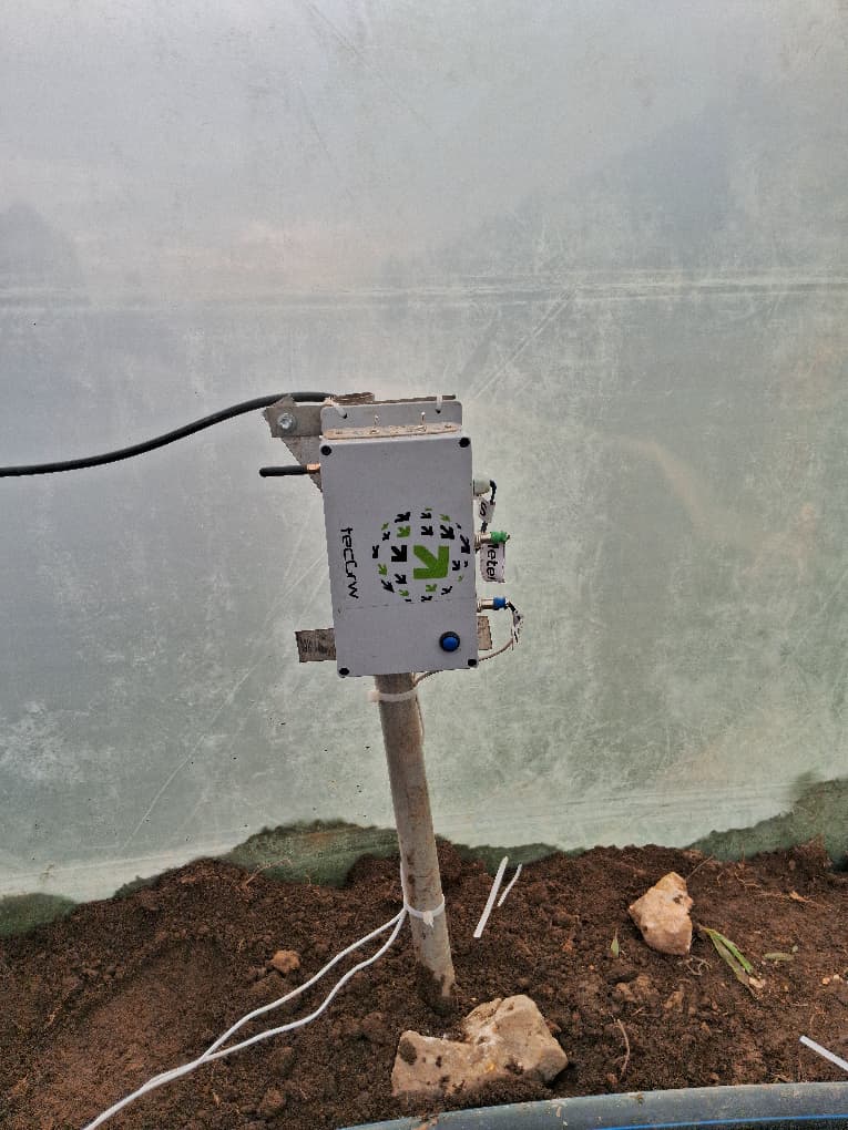 TecGrw IoT sensor unit deployed in greenhouse