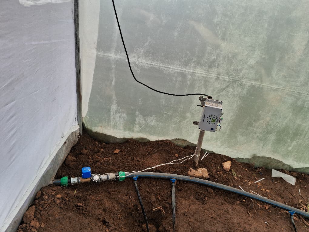 TecGrw dual sensor units mounted on greenhouse structure