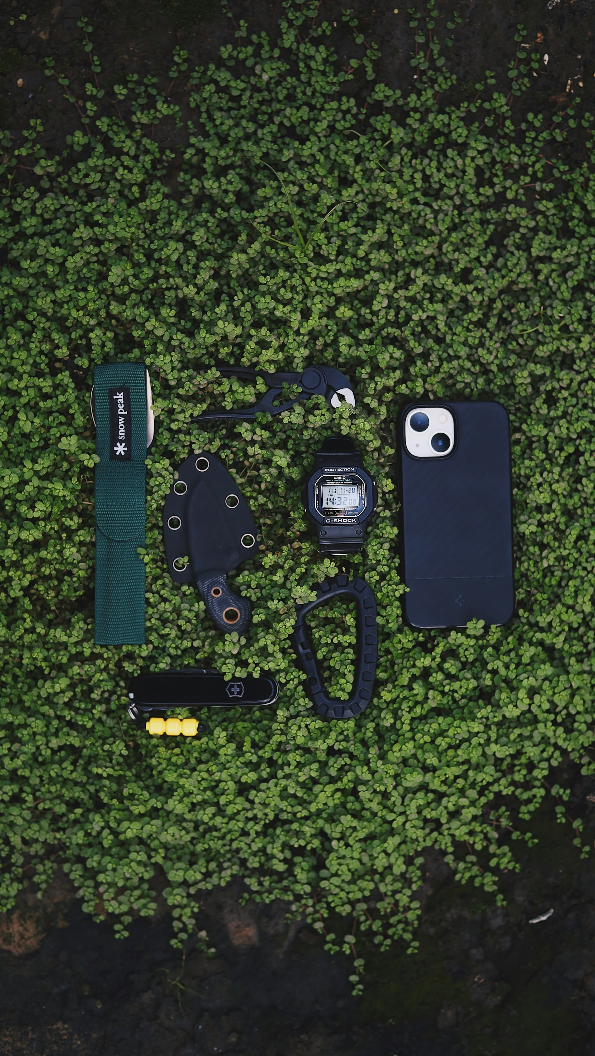 G-Shock DW5600 + Snow Peak green lean EDC