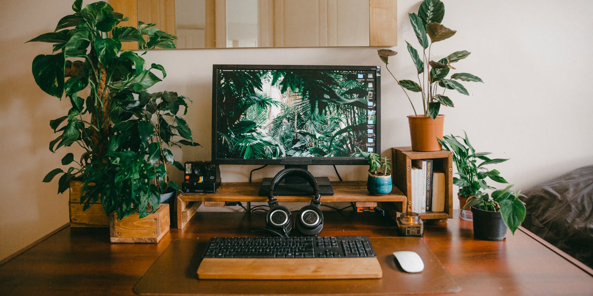 Diy boho garden desk setup