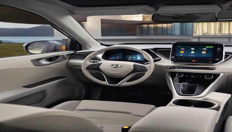 dashboard with hyundai ioniq 5 interior colors in daylight