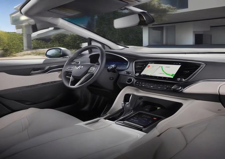 dashboard with hyundai ioniq 5 garage door opener in daylight