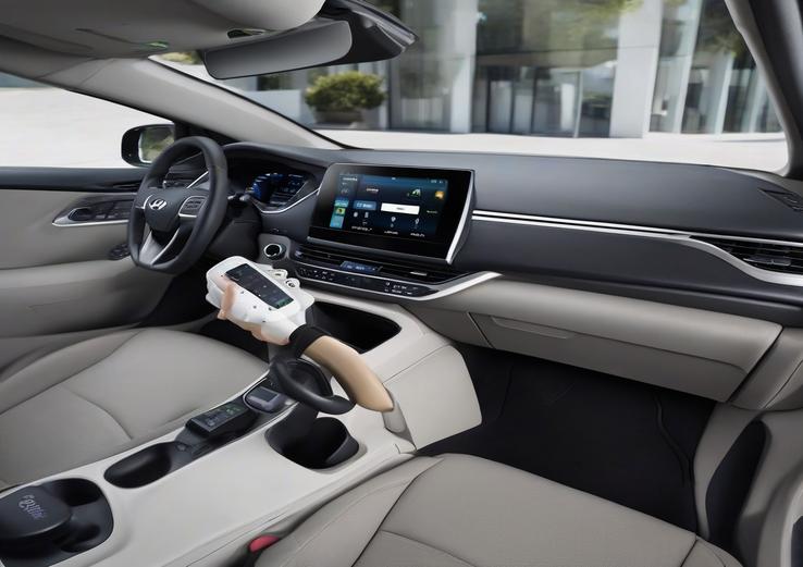 dashboard with hyundai ioniq 5 garage door opener in daylight