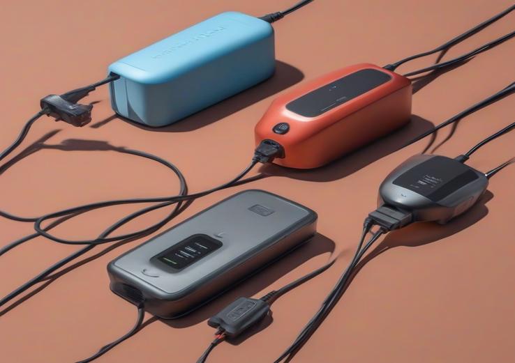 close-up of portable ev chargers for road trips