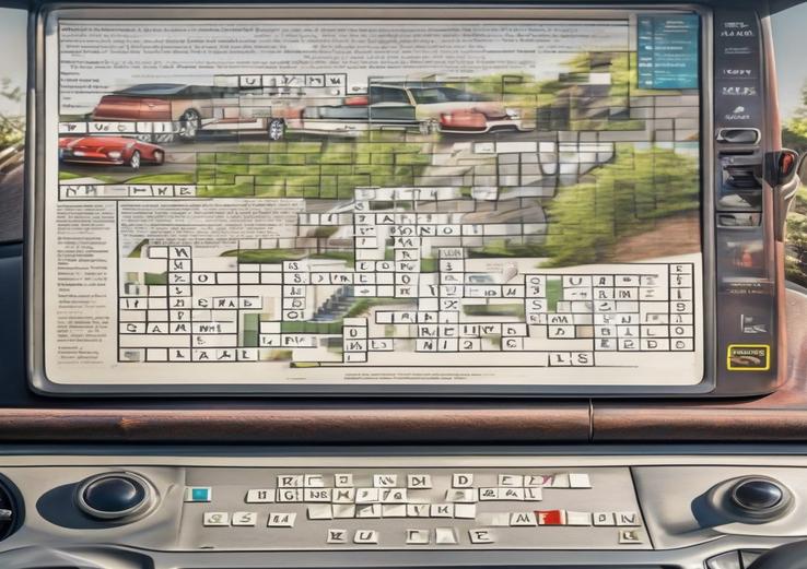 dashboard with electric car brand crossword clue in daylight
