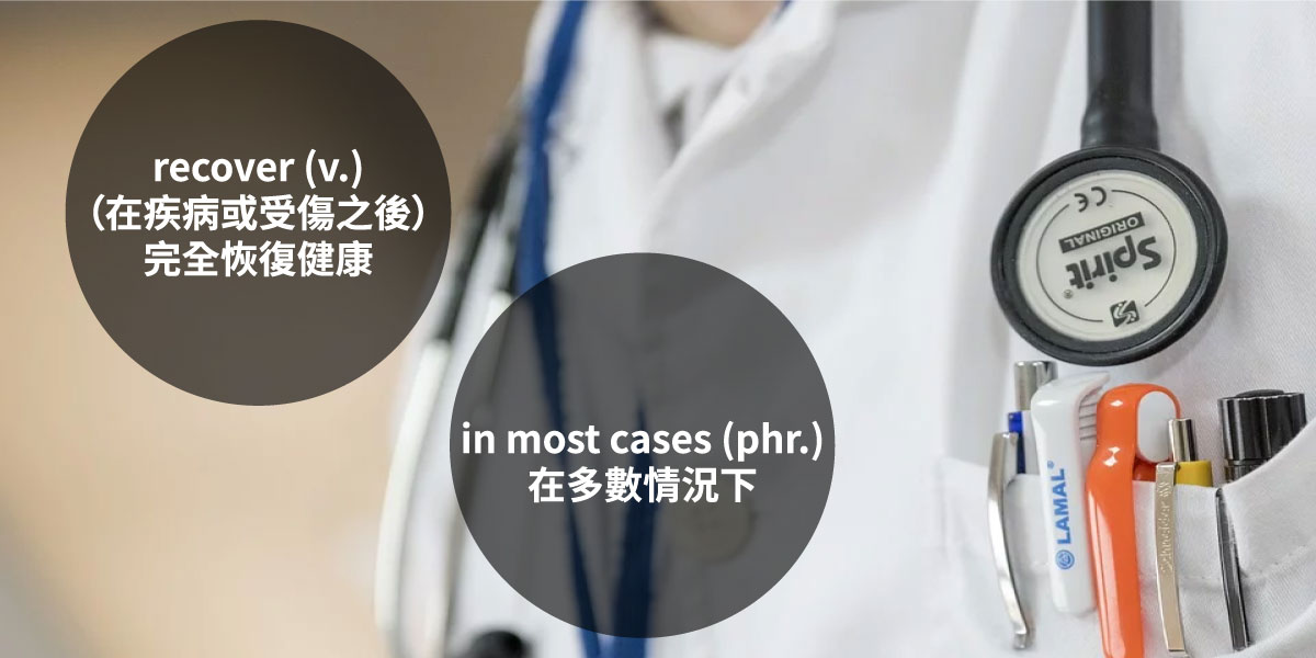 科見Online線上英文課程-日常英語-恢復健康的會話、相關單字、例句
