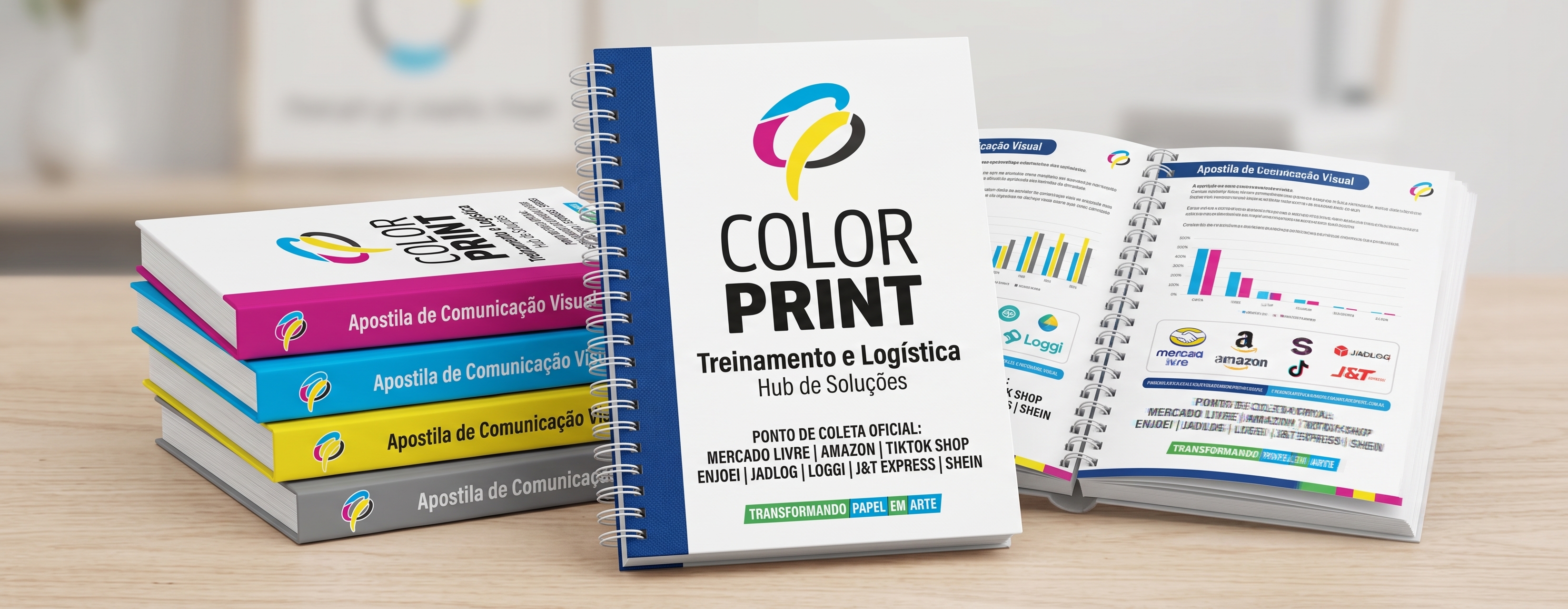 Apostilas com encadernação wire-o e capa personalizada