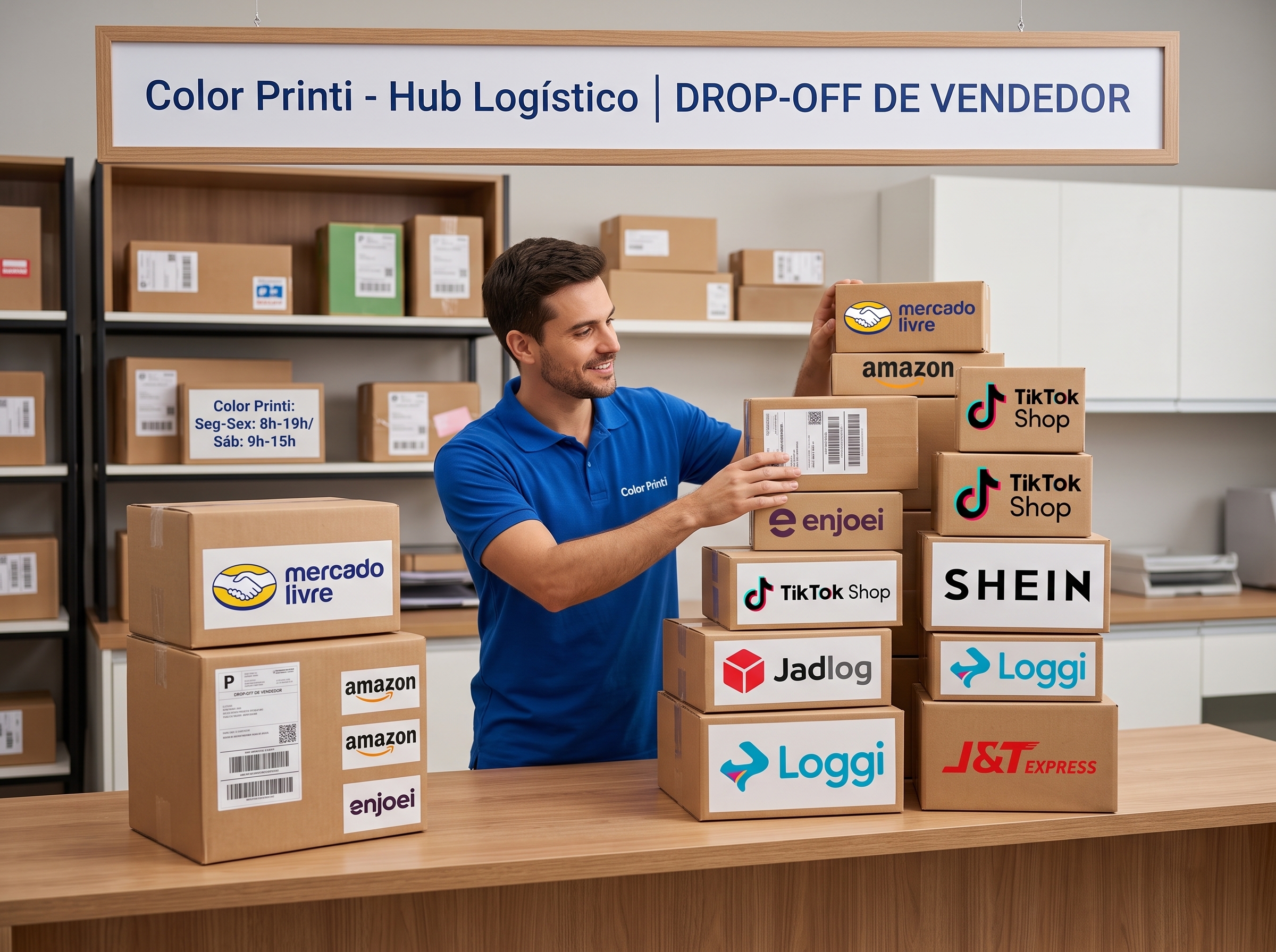Drop-off e postagem de pacotes na Color Printi